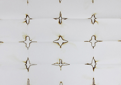 Red Hot Poker Drawing 2012
Acid free paper folded and burnt with a hot poker
115'2 x 85'2 cm.